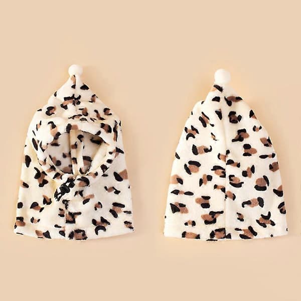 Efterårs- og vinterkæledyrs leopardprint hat sjov spoof hat julehat hvalpehat kæledyrshovedbeklædning transformationshat[YJD] Leopard color