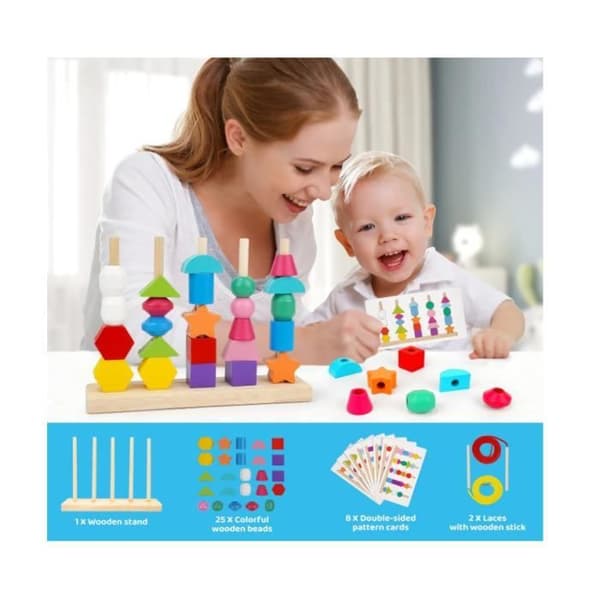 Träpusselleksak för barn 2-4 år - Aktivitets- och utvecklingsspel - Levande - 25 block[YJD] Vives
