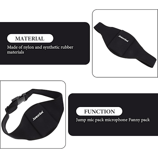 Mikrofonbælte Fitness Instruktør Mikrofonholder Justerbar Taljebæltetaske Mikrofonbærer (YJD) Black 38.00X14.00X2.00CM