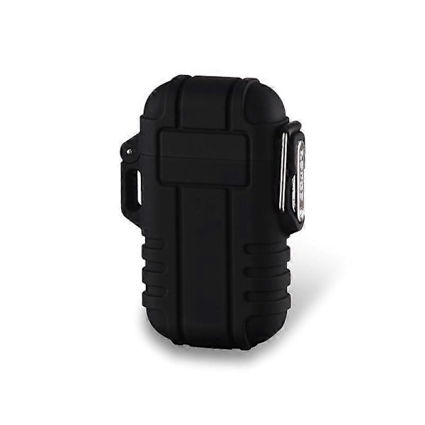 Vedenpitävä Sähkösytytin Kaksoisvalokaari USB Ladattava Sytytin Retkeilyyn Vaellukseen Seikkailuun [YJD] Black