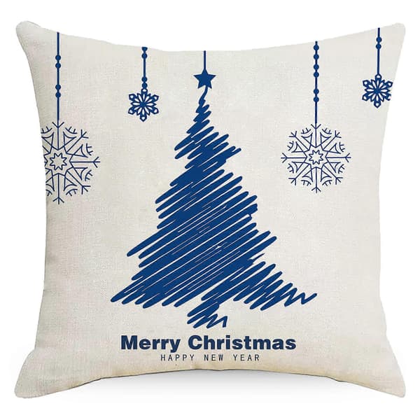 SZTXJ Set om 4 blå julkuddfodral 45 x 45 cm för soffa, säng och bil [YJD]