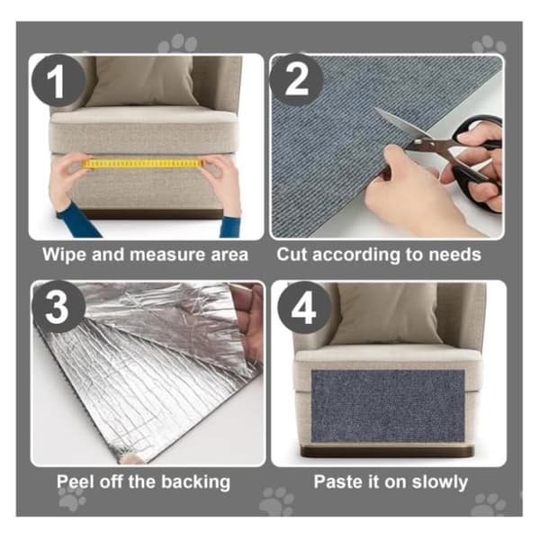 2-pakning selvklebende katteskrapematte 100 cm x 30 cm, sofaprotektor, katteklatrematte, DIY katteskraper, katteskrapestolpe (YJD)