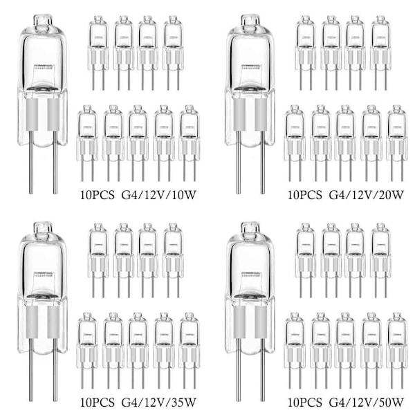 10 stk Halogenlamper Kapsellamper Lamper Lys [kk] G4-12V-10W