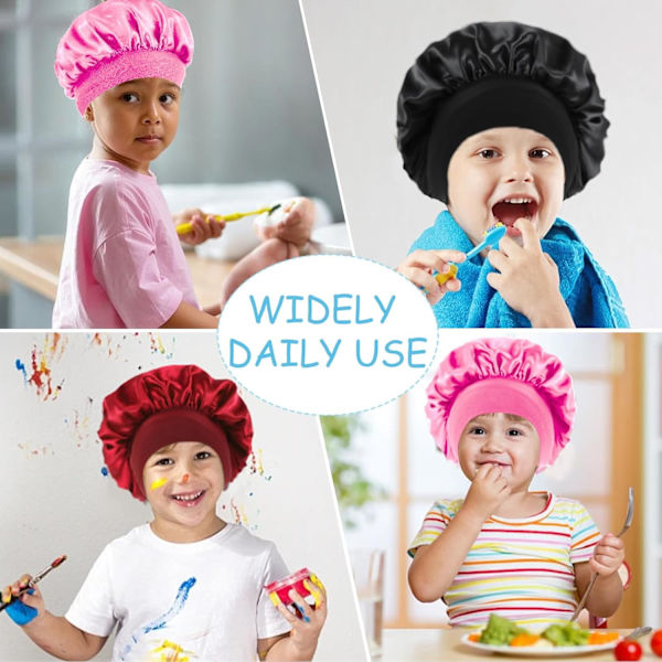 3 deler silkehetter Hår Silke Hår Bonnet Silke Hette Sove Bonnet Sovehette Silke Elastisitet Sateng Hårhette Sovehette Sateng Hette for T[YJD]