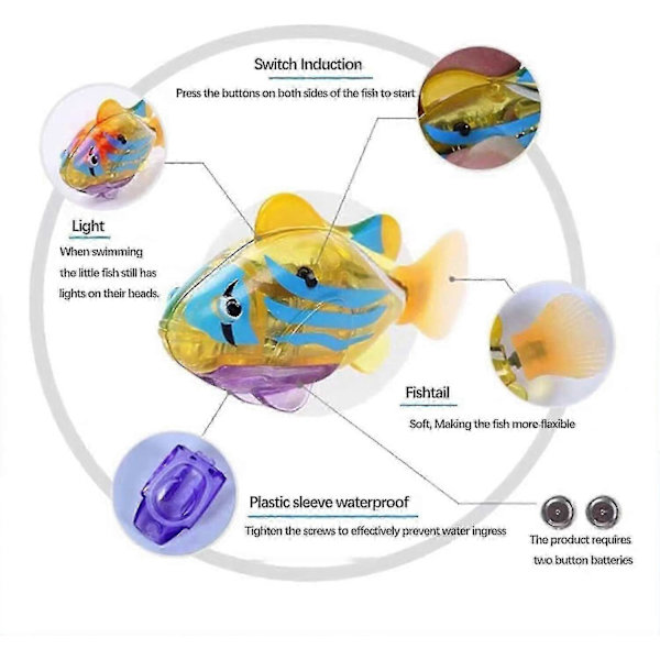 3 st Robotfiskar för katter, Interaktiv simmande robotfisk kattleksak för innekatter Lek med LED-ljus Plastfiskleksakspresent [YJD]