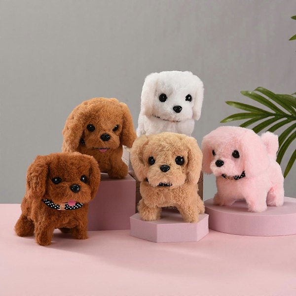Elektronisk Robot Hund Gående Barkande Svansviftande Valp Plush Leksak Barnpresenter, 100% Ny_v (YJD) Apricot