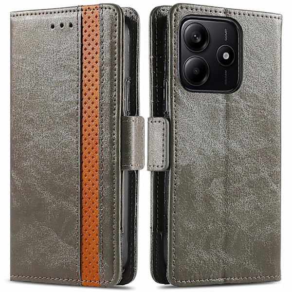 För Xiaomi Redmi Note 14 5G Fodral Ställ Plånbok Splitsad PU Läder Omslag[HK] Grey