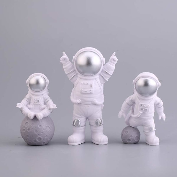 Astronaut Figurer Kagepynt Rummet Kage Dekoration Rummands Model Display Miniature Astronaut Legetøj Sæt 3stk (YJD)