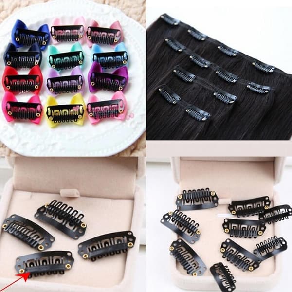 50 stk. 28 mm Sorte U-formede Snap Metal Clips til Hår Extensions Weft Clip-on Paryk[YJD] Silver