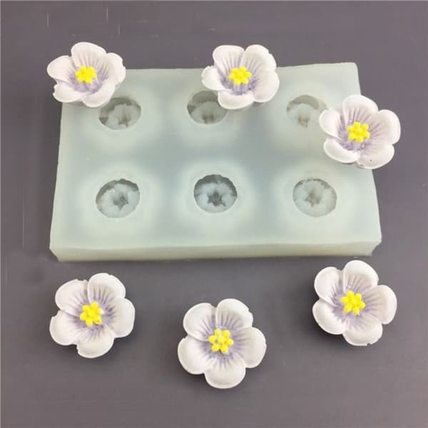 2st Sexhåls Silikon Rosform Bakverktyg 3D Blomform Plommonblomma Form Kök (YJD)