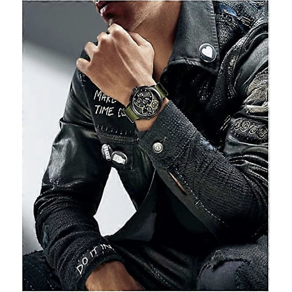 Nylon Klokkereim Militær NATO Erstatningsreim med Svart/Sølv Rustfritt Stålspenne Menn 22mm[HK]