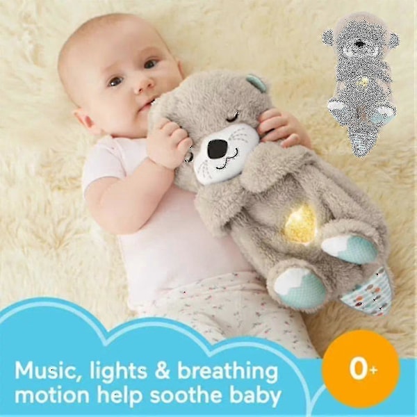 Åndedrætsbevægelse Beroligende Sovende Odder Legetøj Musikalsk Udstoppede Baby Legetøj[HK] khaki