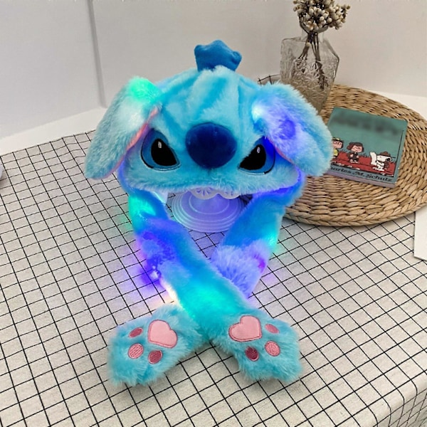 Hehkuva pehmoinen liikkuva hattu sarjakuvaeläinlelut hattu Lilo ja Stitch hehkuva hattu lämmin hattu[HK]