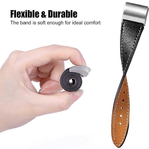 Til Fitbit Charge 2 Ægte Læder Urrem Udskiftning Armbåndsrem Udskiftning - Kaffe[HK] Black Multicolor