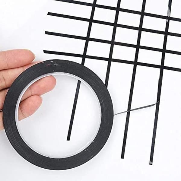 Grafisk tape, sort whiteboardtape, 66m selvklæbende gittermærkningstape til whiteboards 3mm sort (10 ruller)