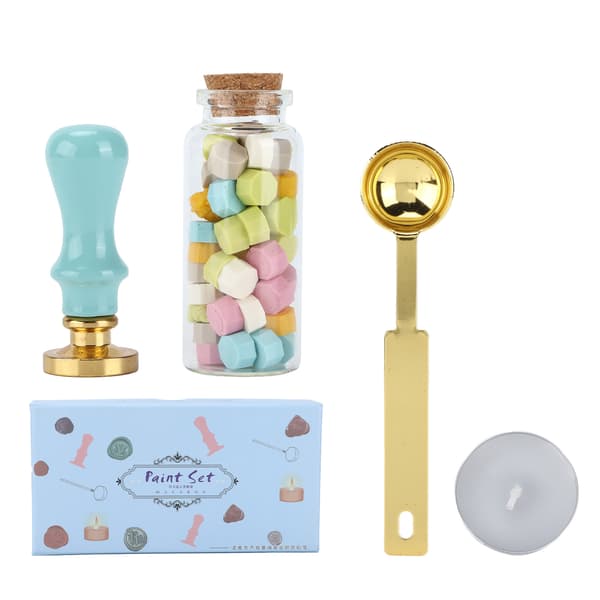 Sigillstämpel Kit Klassiskt Förseglingskit Blått Handtag för Inbjudningar Bröllopsmaterial [YJD]
