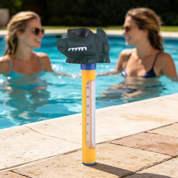 Krokodilleformet flytende bassengtermometer (tegneseriestil) – Vanntestingstilbehør / Badetermometer (JYD)