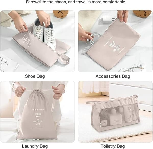 Vanntett og Lett Organizer for Vesker - Holder 8 Deler[YJD] beige blue