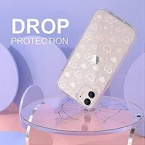 iPhone 12 Skins Klart Glitter Hjerte Mønster til Kvinder Piger[YJD]