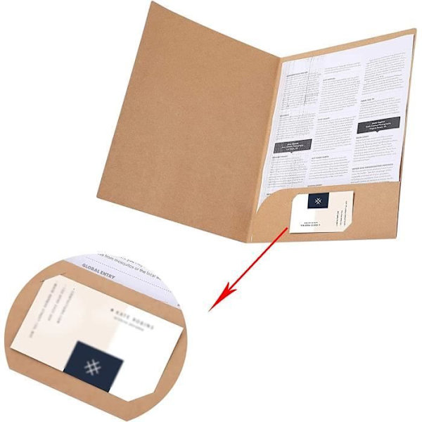 Kraftpapirkartonmappe, 12 stk A4 præsentationsmappe, arkivmappe, ringbind og mødemapper, [72][YJD][YJD]