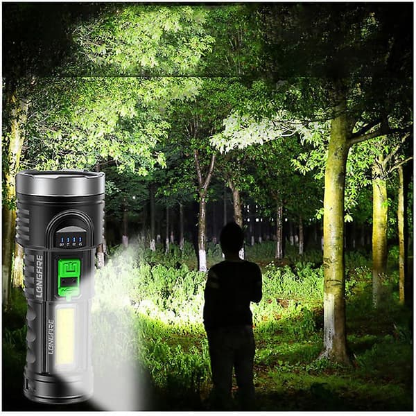 Vedenpitävä LED-taskulamppu Superkirkas Pitkän kantaman USB-ladattava valo [YJD] Black 1 PC
