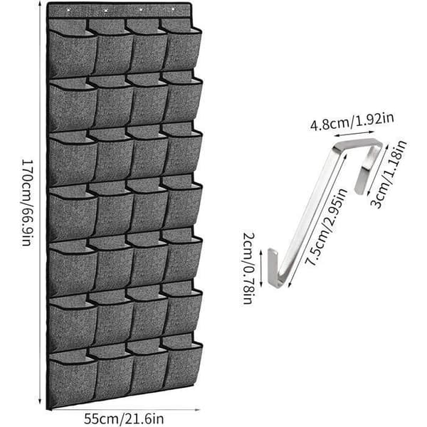 Hængende skoopbevaring - Omelivon - 28 rum - Grå - 155 x 55 cm - Sammenfoldelig [YJD][YJD] Gray