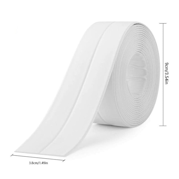 Tettelist for baderom Hvit silikon Tetningsbånd Badekar PE Selvklebende kjøkkenhjørneforbindelse saks inkludert (320x3.8C [kk]