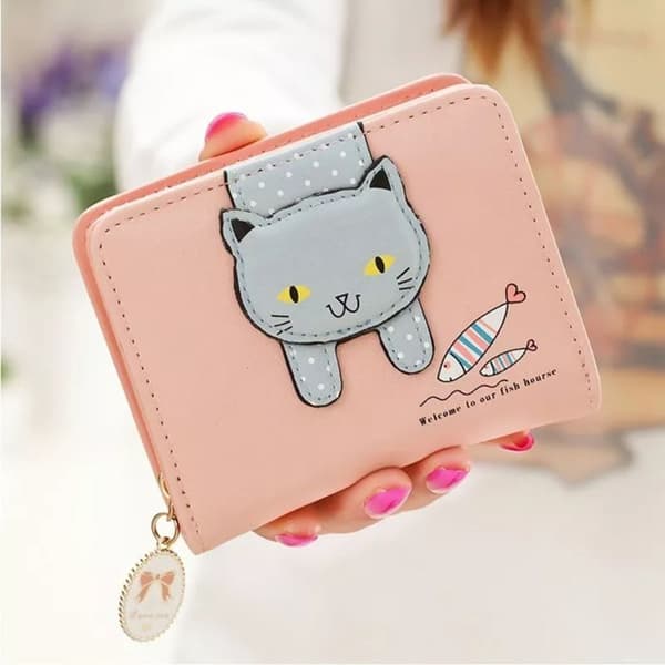 Liten damplånbok, kattmönster, Kawaii (YJD)