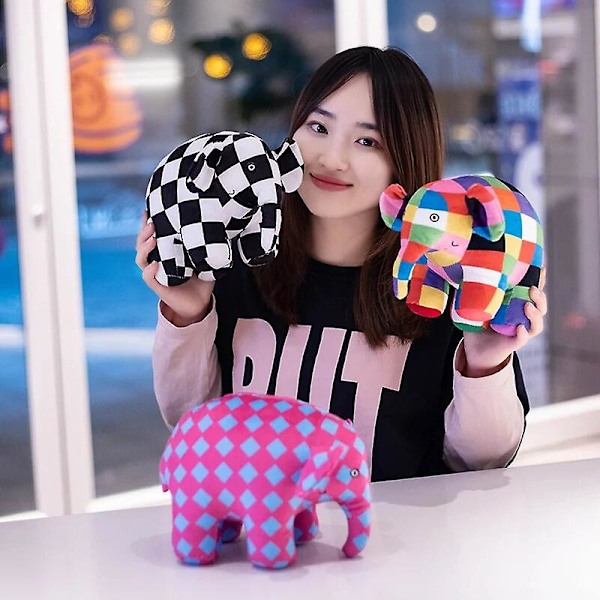 30cm Kawaii Anime Elmer Elefanten Figur Plys Legetøj Sød Tegneserie Plaid Elefant Emma Plys Legetøj Børnegave Julegave (YJD) weber about 30cm