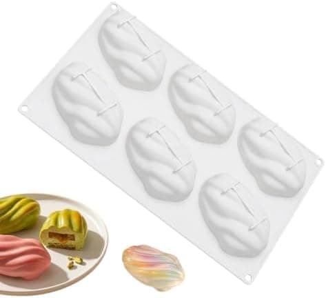 Kageform, 3D Nøddeform Gelépande - 6 Hulrum Kageforme, til Bagning Køkken Hjem Café Restaurant Bageri[YJD] White