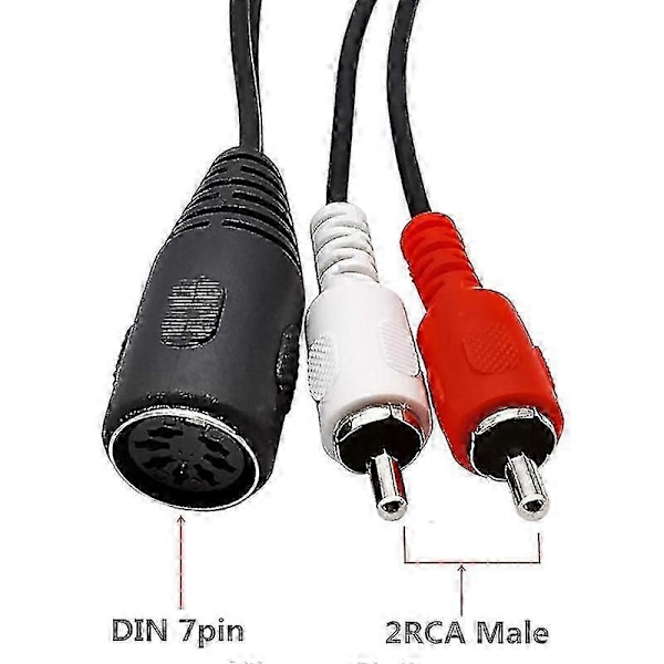 Midi Kabel 7-pin Din Hun Til 2 Dobbelt Rca Han Stik Audio Kabel 1.5m Din 7pin Til 2rca Han Ledning 0.5m 1m 1.5m[HK] 0.5m