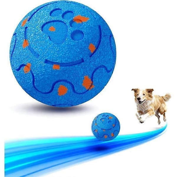 Interaktiv blå hundleksaksboll, 8,2 x 8,2 x 8,2 cm, 1 st, smart TPU-leksak, roterande och studsande, vattentät[YJD]