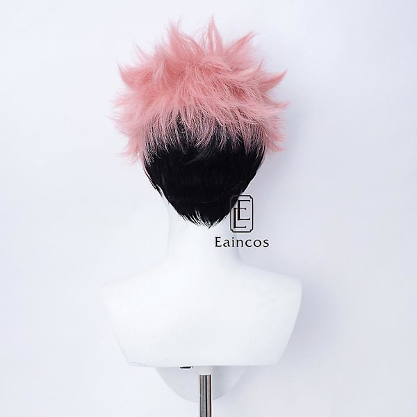 Anime Jujutsu Kaisen Cosplay Yuji Itadori Peruk Rosa blandad Svart Kort Peruk Värmebeständig Syntetiskt Hår  (YJD) Yuji Itadori Wig One Size