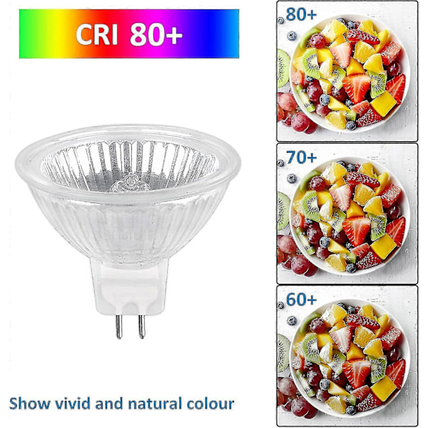 Halogenpære GU5.3 50W 12V, 800lm Varmt Hvidt 2700K Dæmpbar, Halogen Spotlight Pære MR16, Pakke med 6