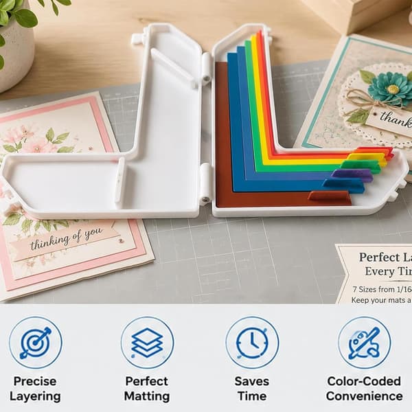 Paper Crafting Alignment Guides, 7 Pieces Color-Coded Templates, DIY Spacing Tool with Sturdy Panel, Refined Texture Fixture, 18x10x3.6cm Cr[YJD]