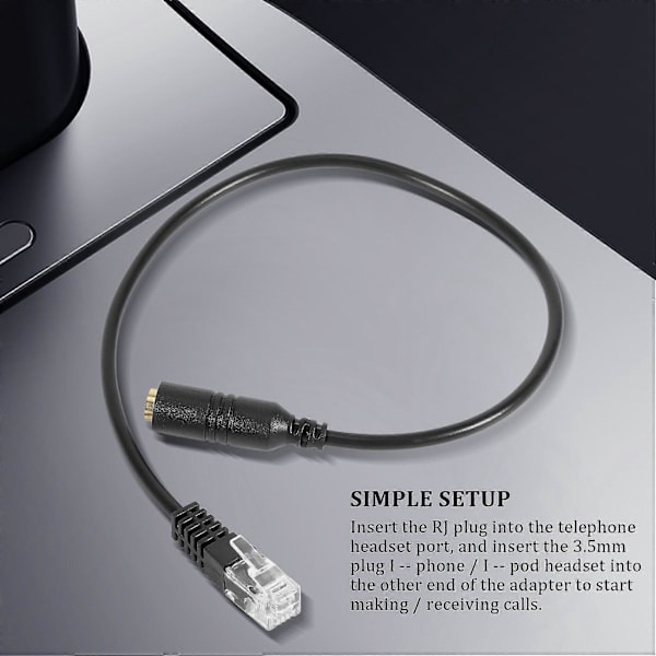 RJ9 til 3,5 mm konverterkabel til telefon-pc-headset [YJD]