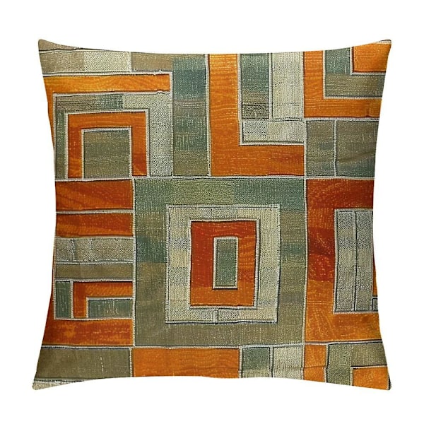 Firkantet oransje beige geometrisk pledd putetrekk moderne kasteputetrekk dekorativ pute for sofa stue seng bil Z517 (YJD) 18x18 45x51cm