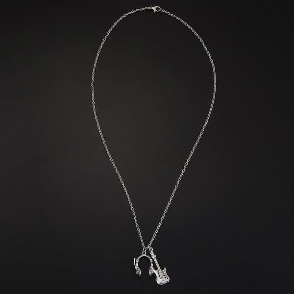 Musik Halsband Gitarr Hörlurar Hänge Fest Smycken Silver Presentprydnad 1st [YJD]