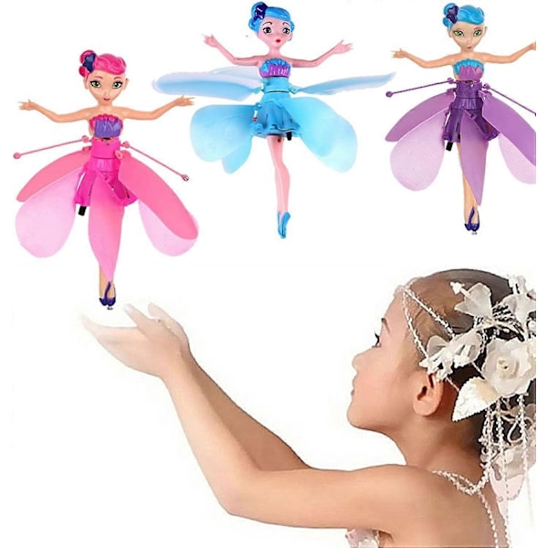Flyvende Fe Flyvende Prinsesse Dukke magisk Flyvende Pixie Legetøj Infrarød Induktionskontrol Legetøj, Halloween Jul Piger og drenge Legetøj Gaver[HK] Blue