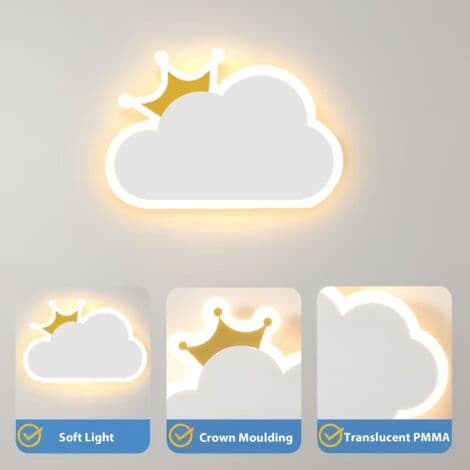 12W LED Vägglampa, Trefärgad Molnform - 220V Vit, Barnrum Modern Belysning[YJD]