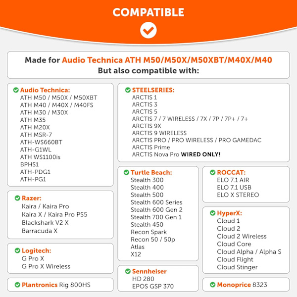Audio Technica M50X erstatningsputer oppgradering[YJD]