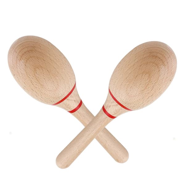 2-pak træmaracas i bøgetræ med ergonomisk greb til fester og musiktimer [YJD]