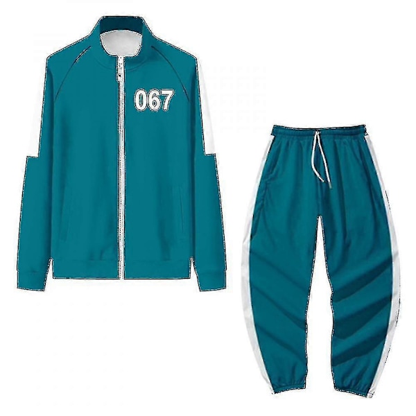 Squid Game Jacka Byxor Sport Dragkedja Kofta Digital 067 Tryck Ficka Sweatshirts Set A[HK] M