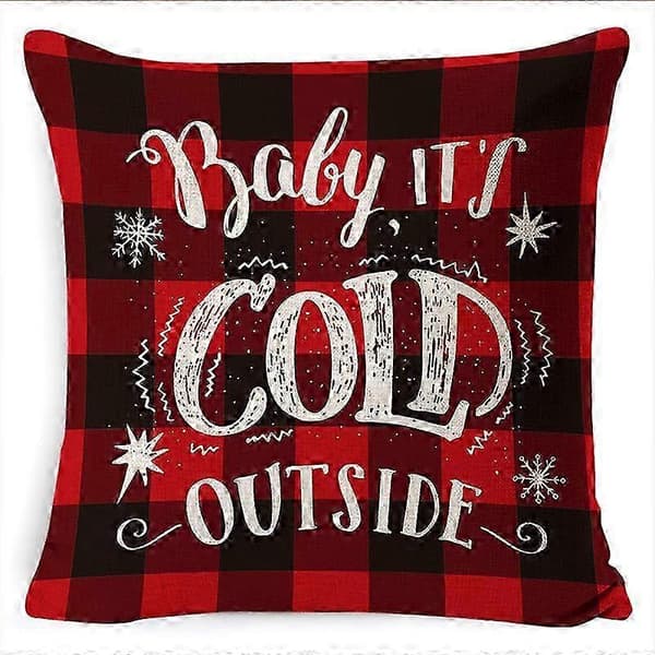 Set med 4 julkuddfodral, 45x45cm julkuddfodral, julörngott i bomull, julkuddfodral för soffa, dekorativa[YJD]