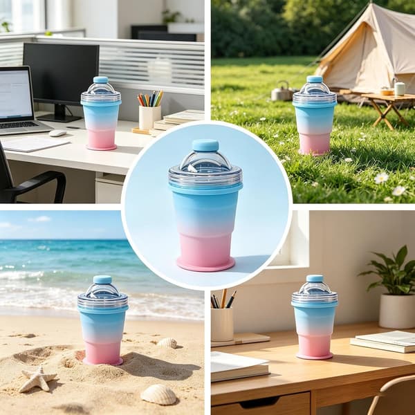 Isbrickskopp - 325 ml hopfällbar iskaffemaskin med sugrör för drycker | Bärbar isformskopp för juice, vin, kaffe, hem, kontor, camping [YJD]