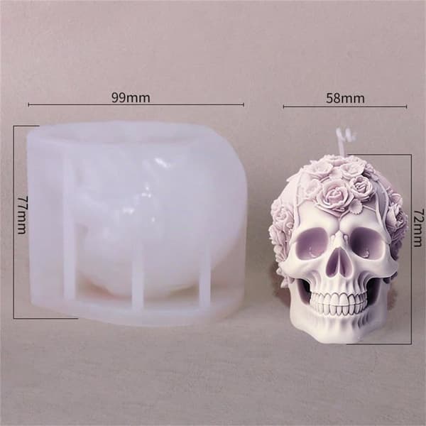 3D Epoxy Silikone Lysform Kranie 02, Halloween Beton Gips Ingen (YJD)