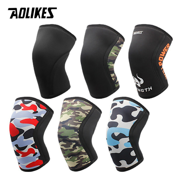 AOLIKES 1 Par 7mm Neopren Sports Knestøtter for CrossFit-trening og Fiskesport Vektapplikasjon for Menn og Kvinner Materiale SCR Nylon Gladiator L