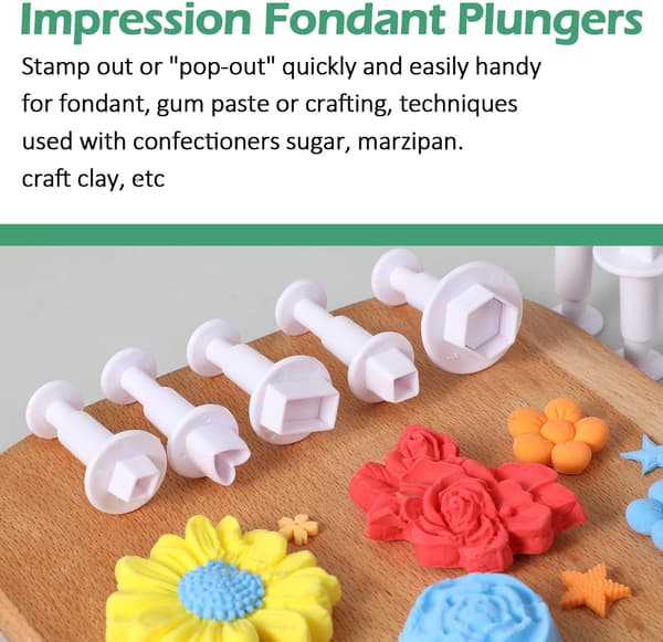 35-delers pepperkakeformer Julefondant pepperkakeformsett Silikonform Stjerner Minikakekutter Dispenser Stempel Fondantkakekutter Hjerte [YJD]