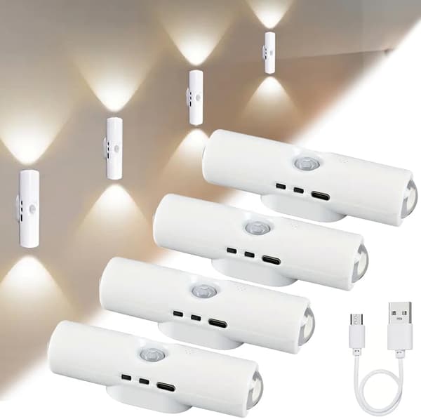 USB Genopladelig LED Natlampe til Trapper, Gang, Badeværelse - 4-pak[YJD]