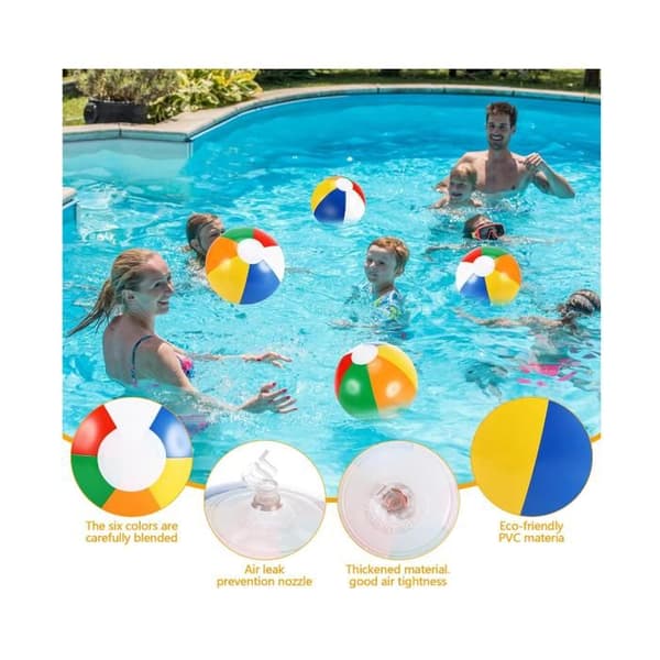 6-delt oppustelig strandboldssæt, 32 cm, farverige oppustelige strandbolde, strandbolde til poolfester, børn og [YJD]